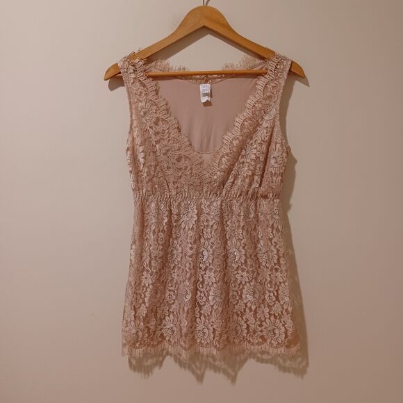Vtg Hanky Panky Lace Cami Tank Top M Babydoll Y2K USA Coquette Empire Waist 90s - Picture 1 of 6